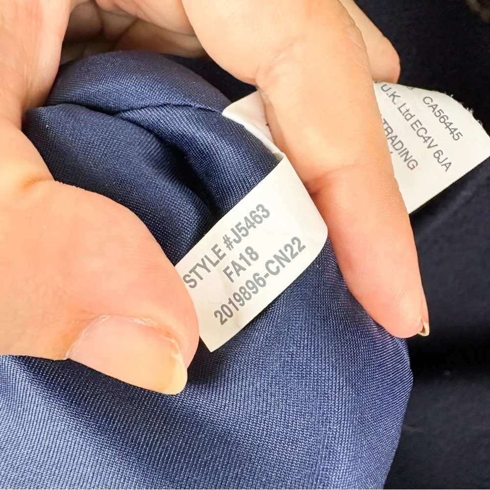 J. Crew Topcoat Ruffle Pockets Italian Double Cloth Wool Navy Blue Size 6 Lady - Picture 7 of 9